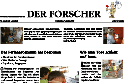 Projektzeitschrift Forscher Erste Ausgabe