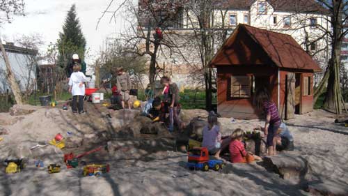 Wasserspiele in der Kindertagesstätte